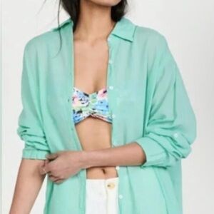 Sundry Light Green Sheer Top